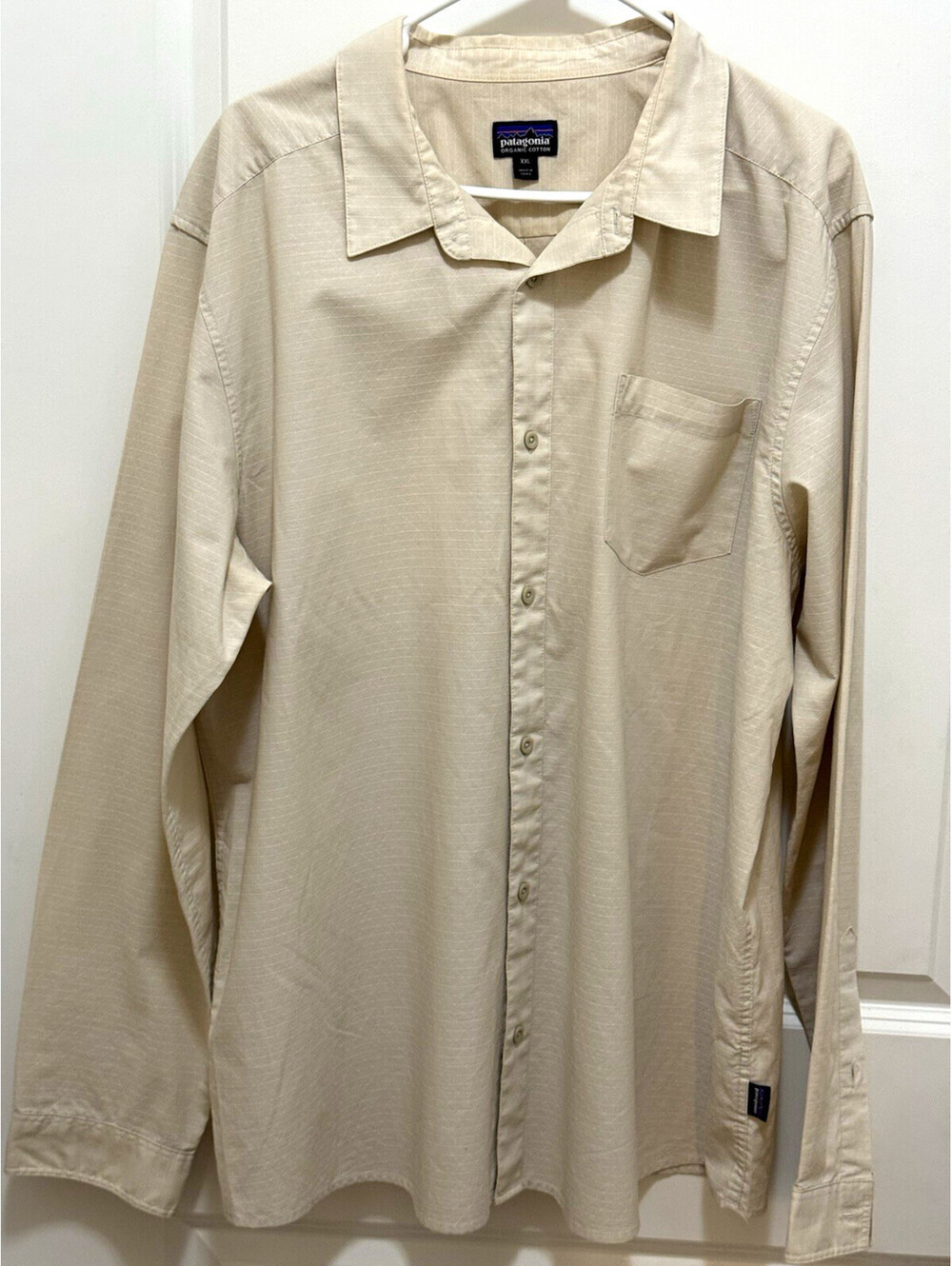 Patagonia Organic Cotton Men’s XXL Beige Long Sleeve Button Up Shirt NWOT